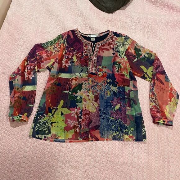 NWOT Christopher & Banks Multicolored Boho Hippie Top - Picture 2 of 10